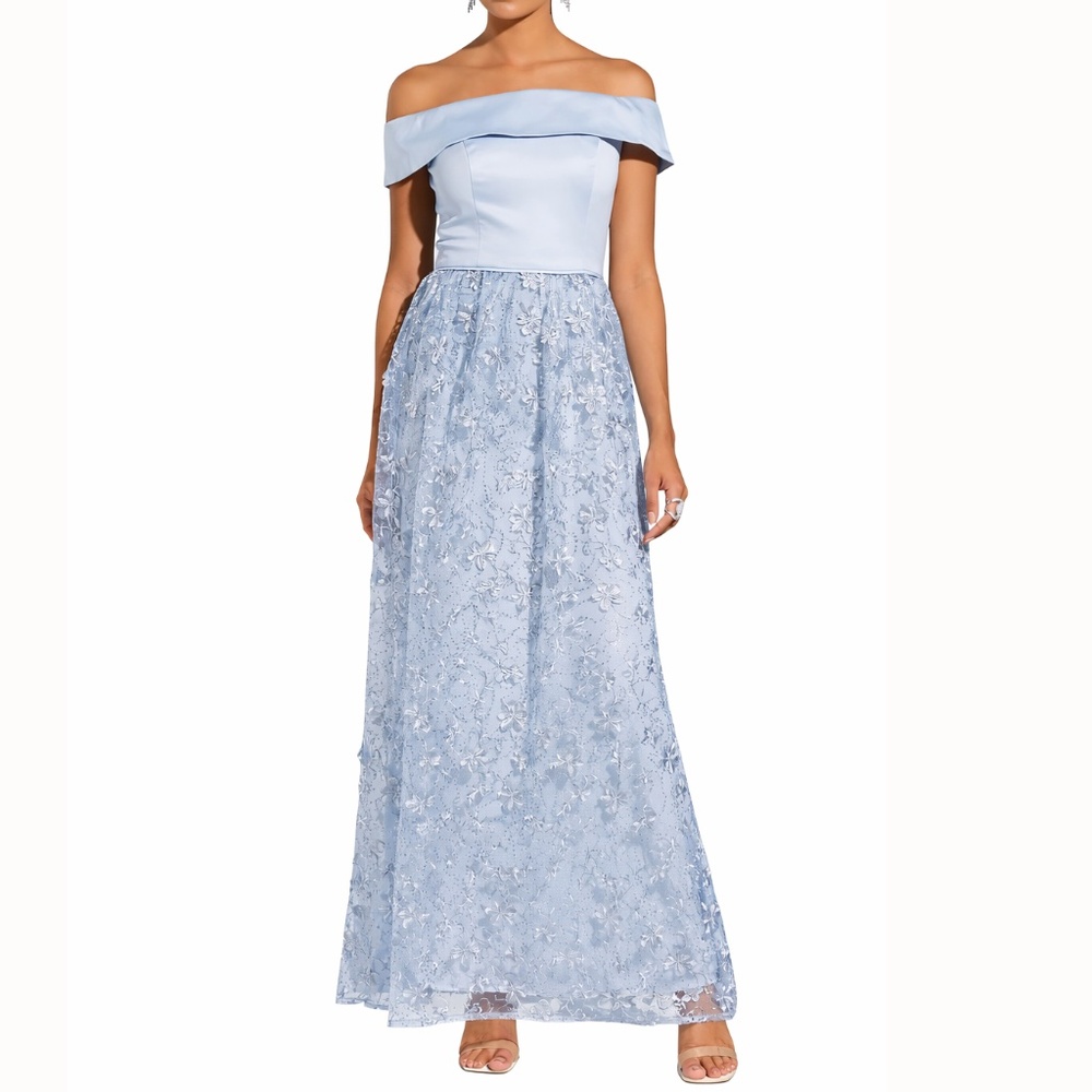 Adrianna Papell‎ - Off Shoulder Floral Embroidered Dress